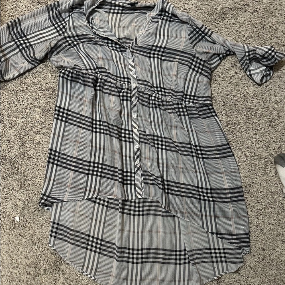Torrid Black and White Plaid High Low Dress